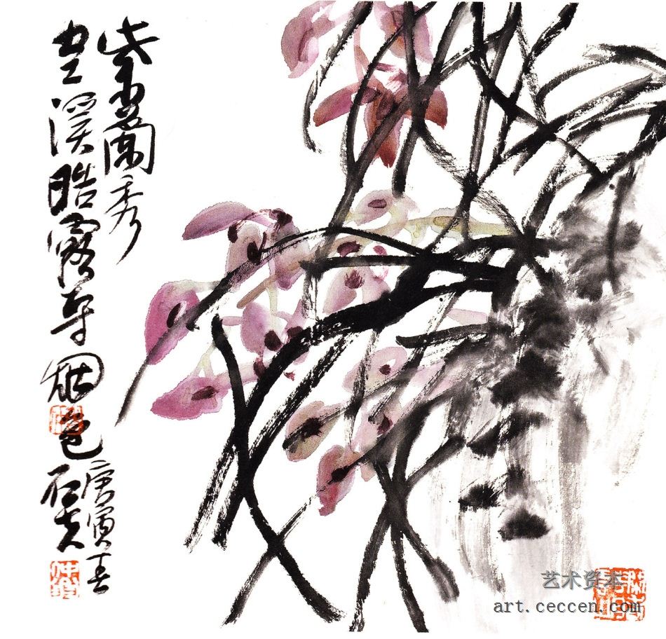 紫兰 34x34cm 纸本墨笔 2010年 郭石夫